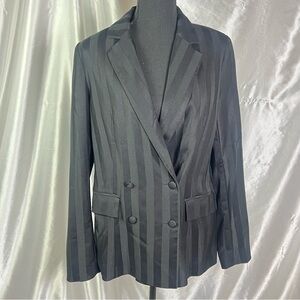 Knot Sisters Black Striped Satin Jasmine Jacket Blazer Small NWT | Sleek Luxe